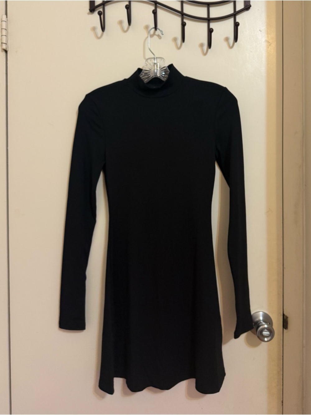 Cider Black Long-Sleeve Mock Neck Dress